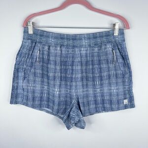 Vuori Dash Short Pale Blue Shibori Grid Blue White Running Women's Size XL